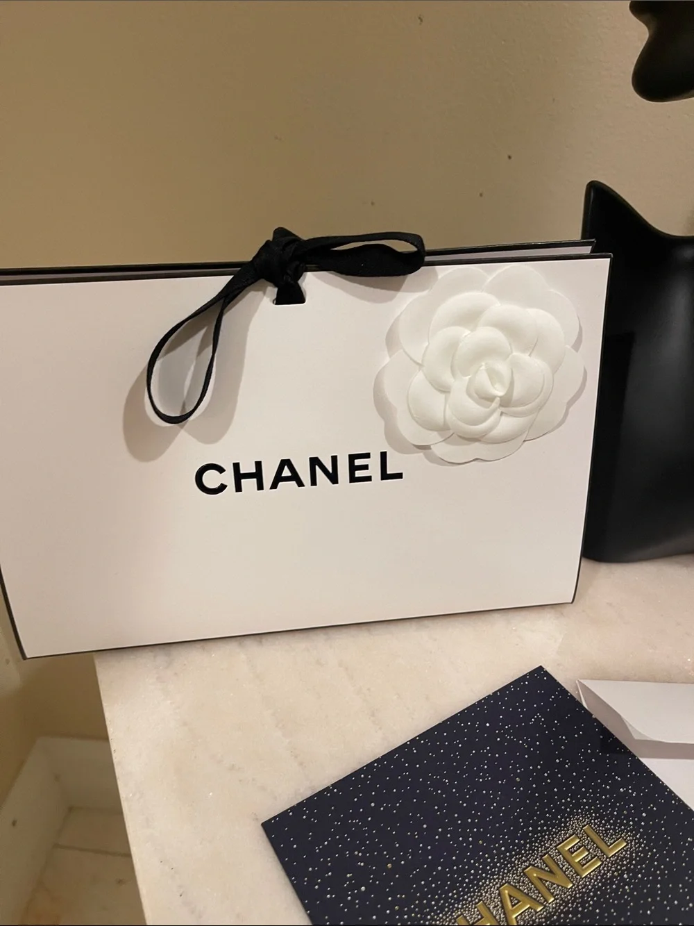Gold Chain, Pearl Necklace & Chanel Pink Camellia Charm